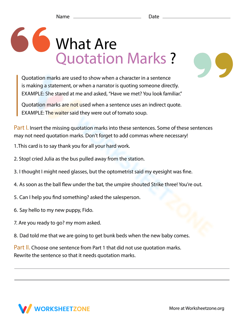 Grammar Learning: Using Quotes Correctly - Page 1