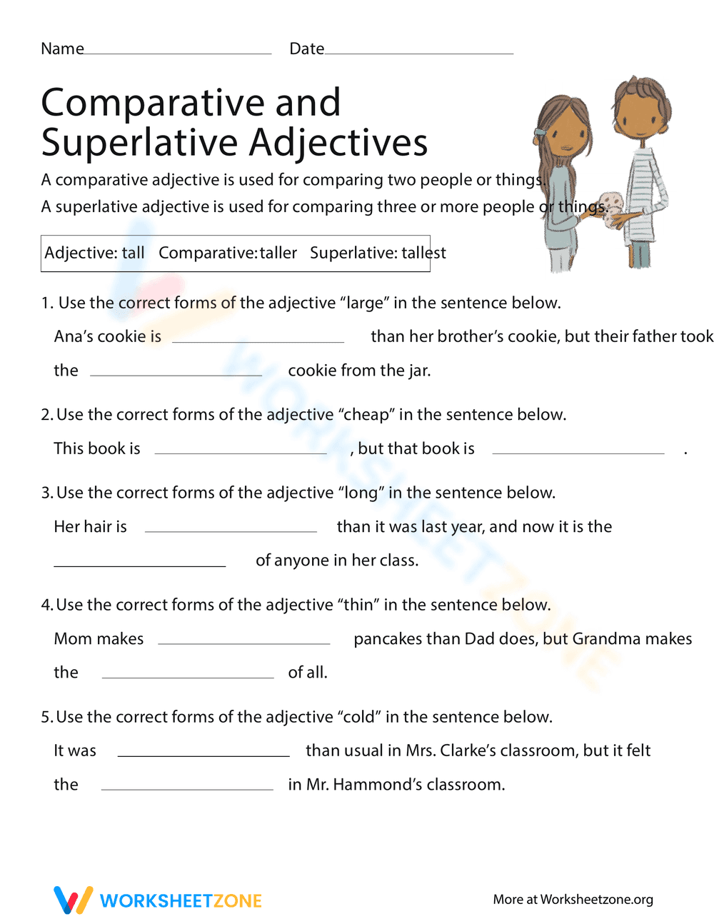 Comparatives and Superlatives Worksheet - Page 1