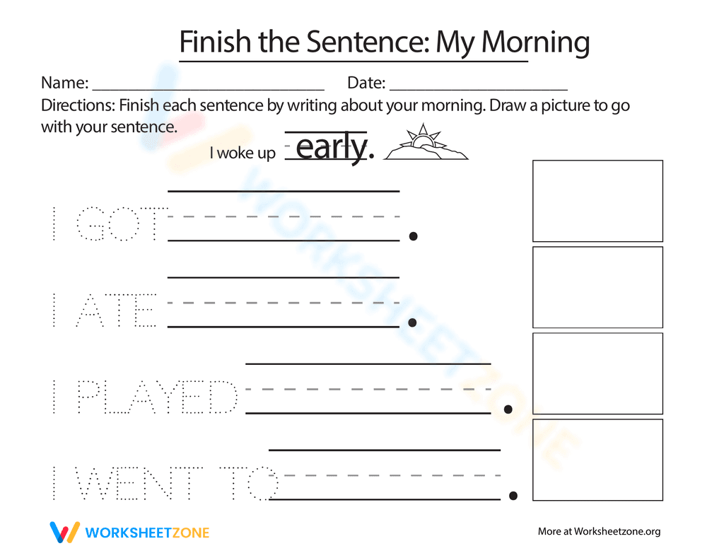 Finish the Sentence: My Morning Worksheet - Page 1