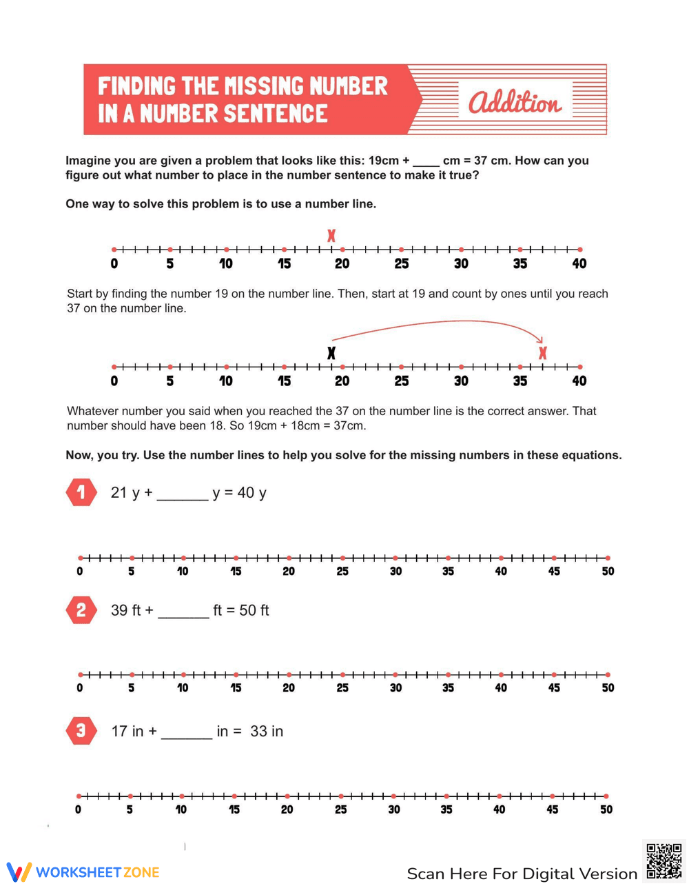 Finding Missing Number Worksheet - Page 1