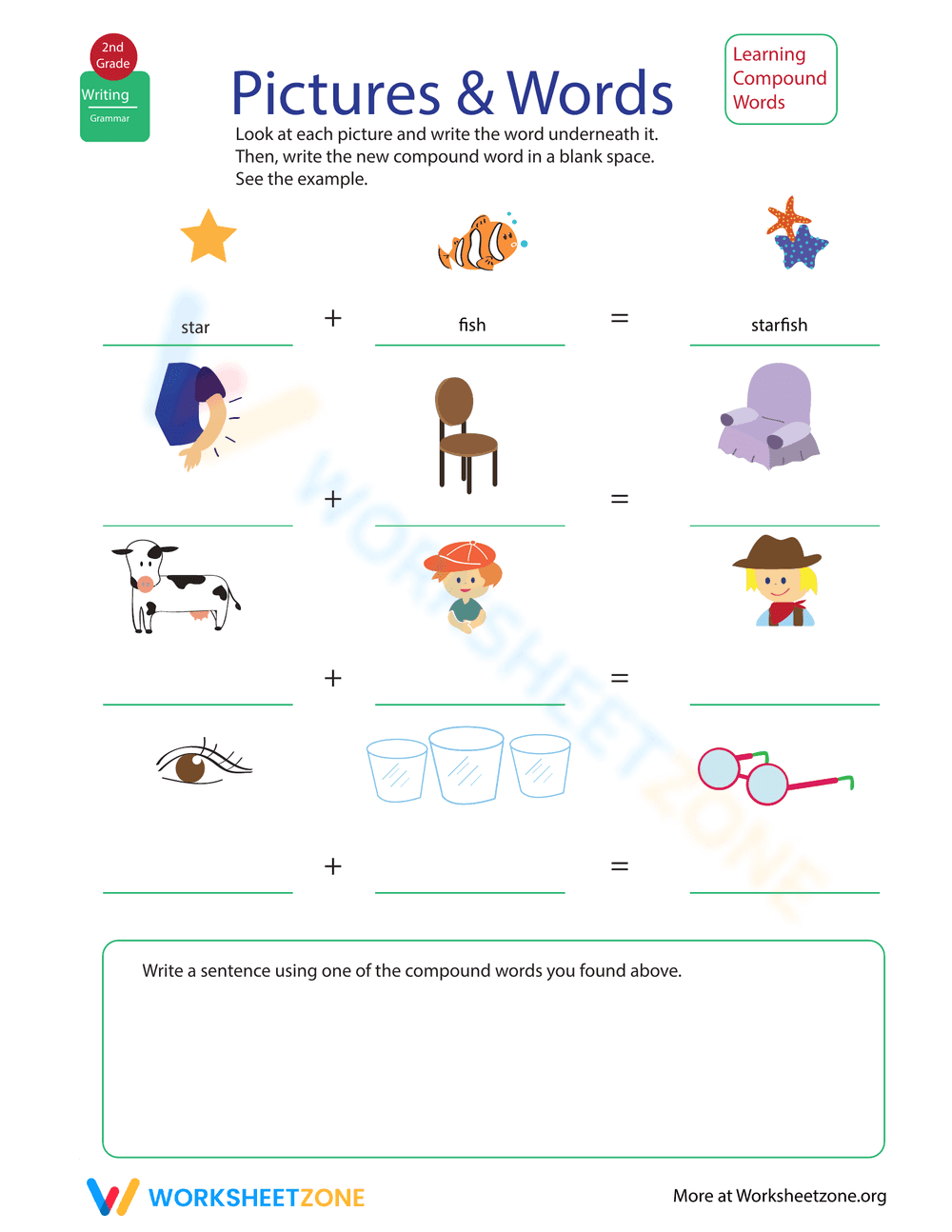 Grip Grammar: Learn Compound Words Worksheet - Page 1