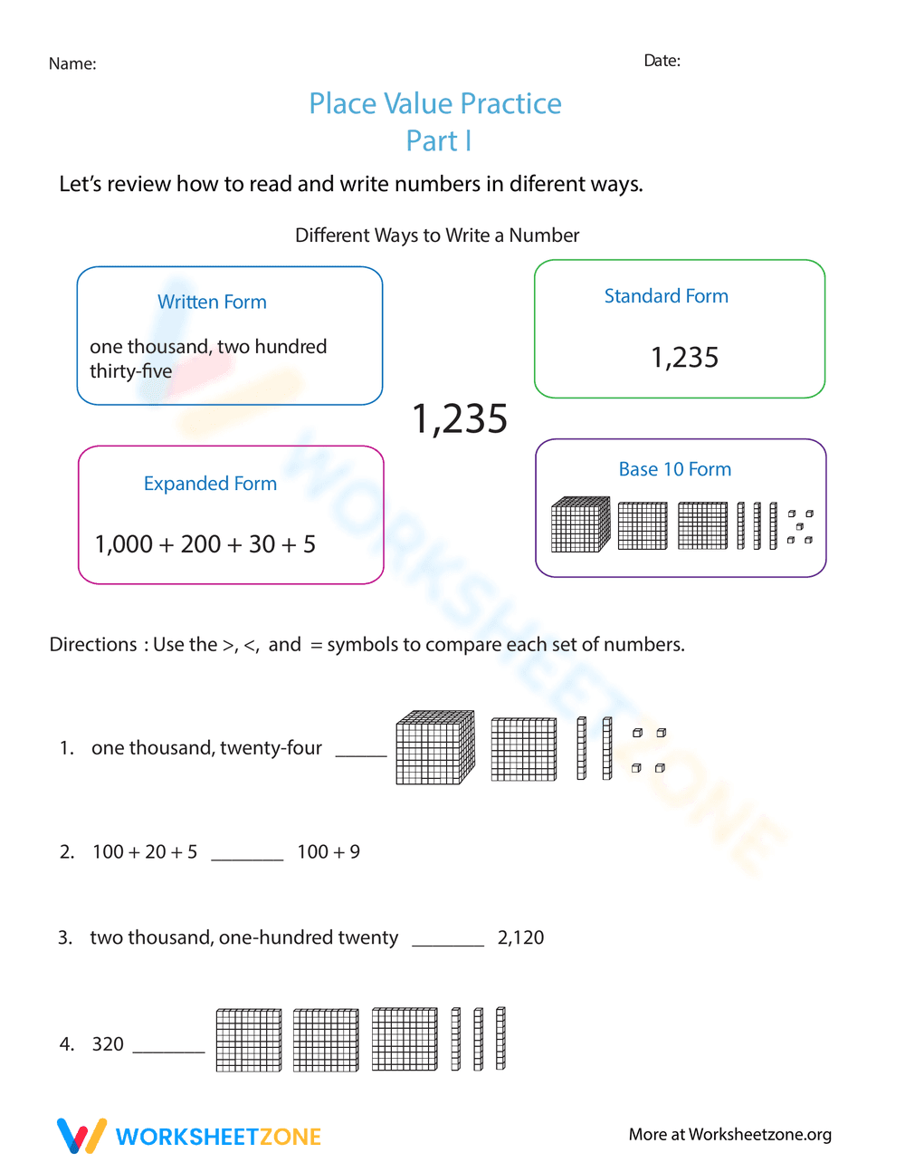 Place Value Practice Worksheet - Page 1