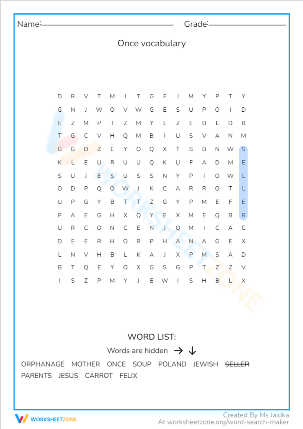 Once vocabulary - Page 1