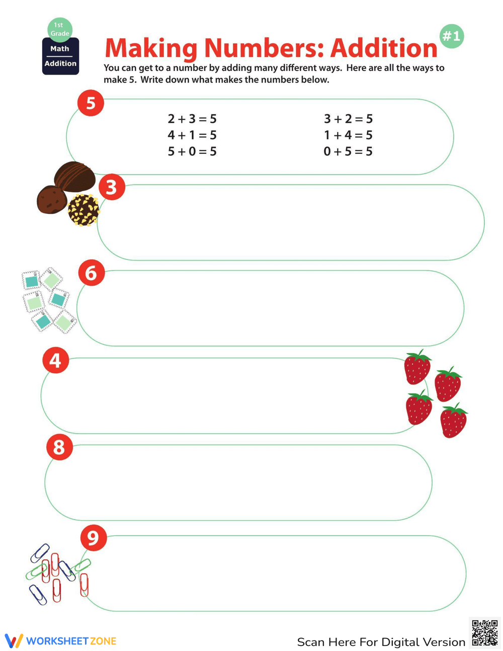Making Numbers: Addition Worksheet - Page 1