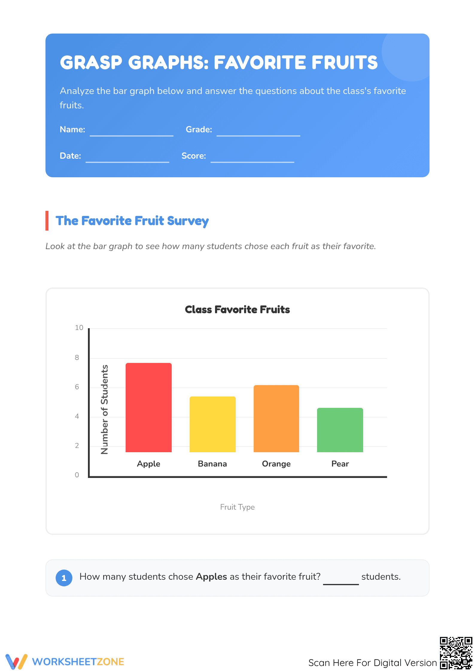 Essential Bar Graph Practice Worksheet | Grade 2 Math - Page 1