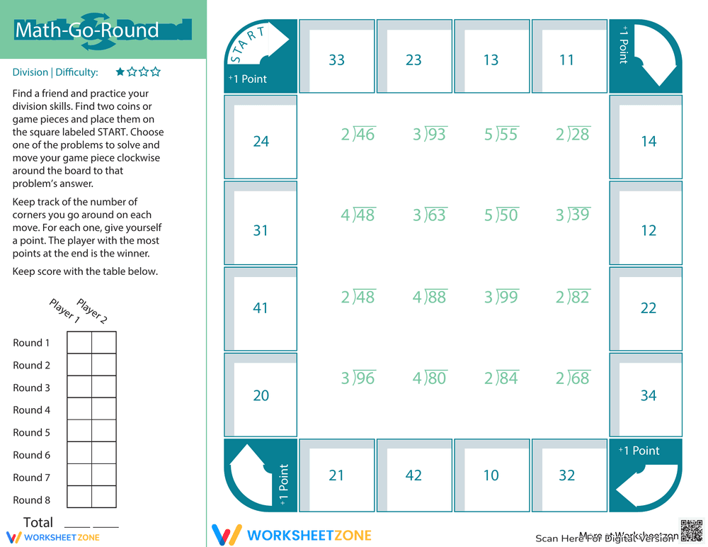 Math-Go-Round: Division (Easy) - Page 1