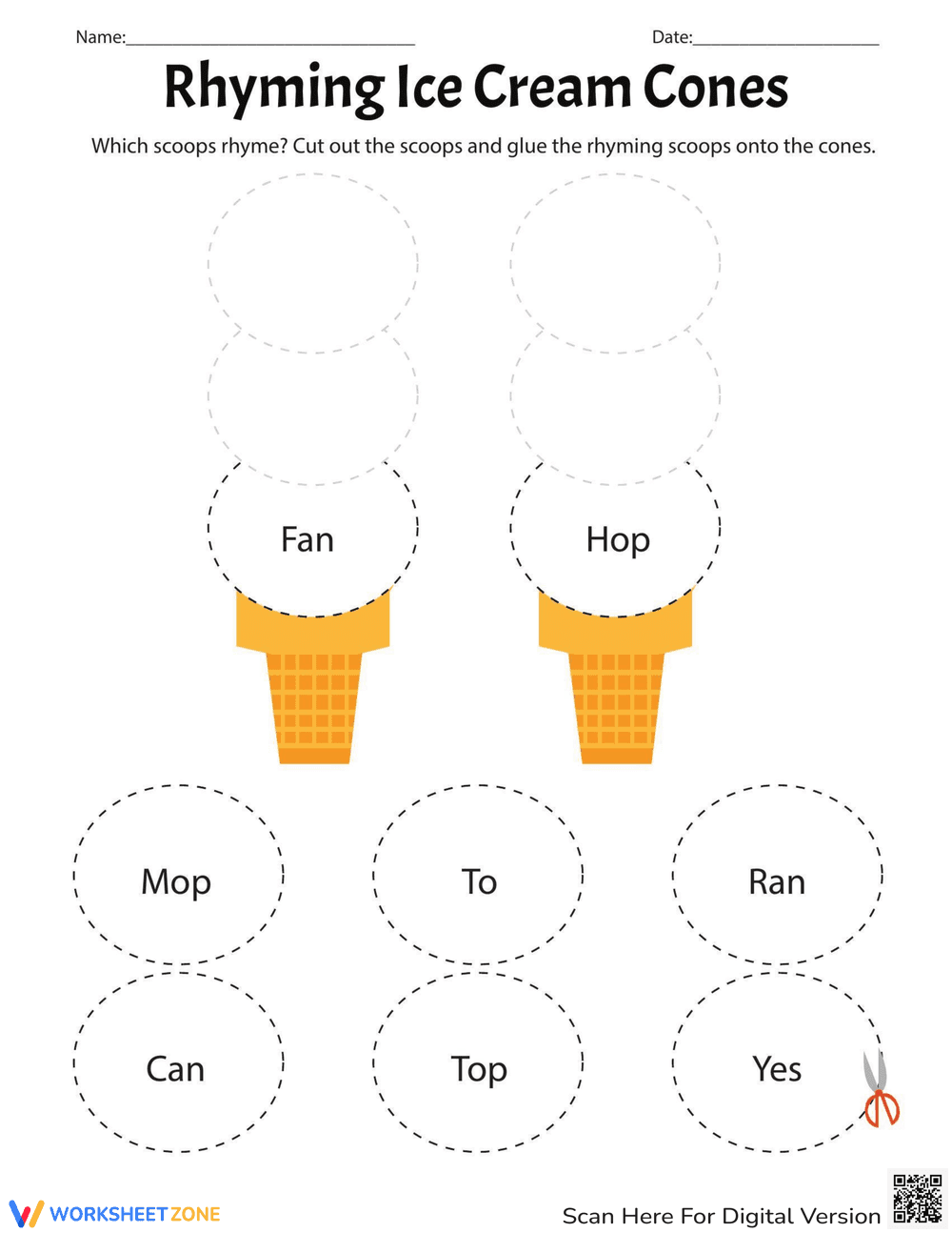 Rhyming Ice Cream Cones - Page 1