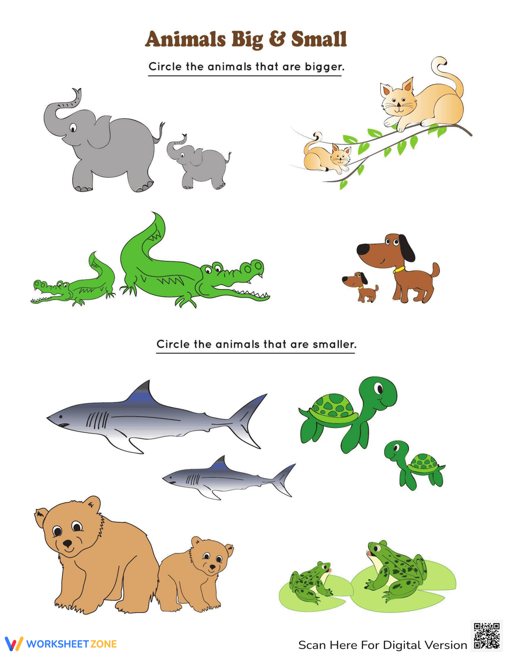 Animals Big and Small: Comparing Animal Sizes - Page 1