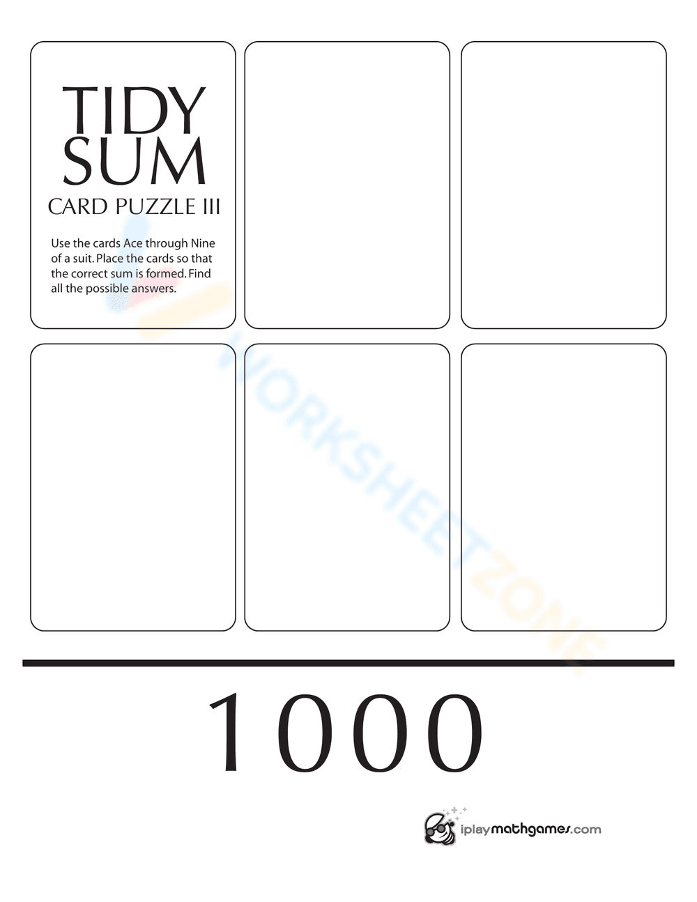 Addition to 1000 Worksheet - Page 1