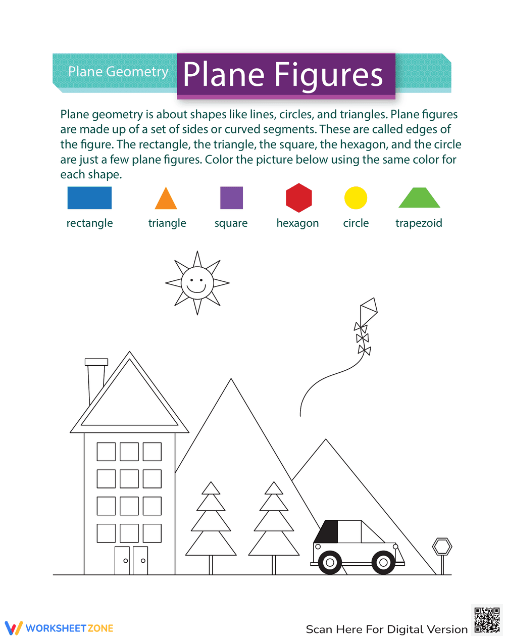 Identifying Plane Figures Worksheet - Page 1