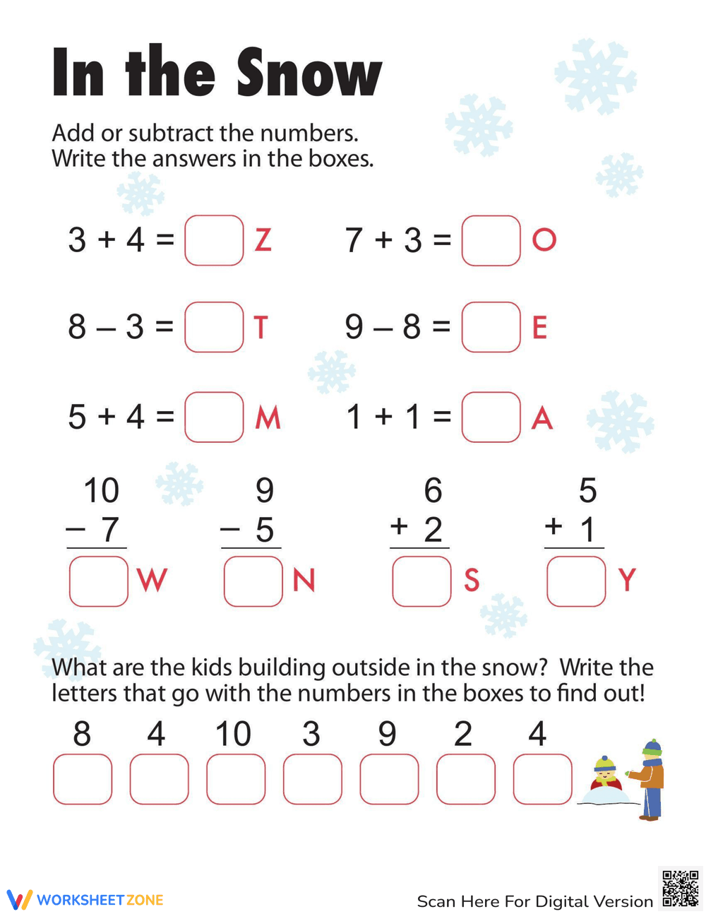 First Grade Mixed Math Skills Review - Page 1