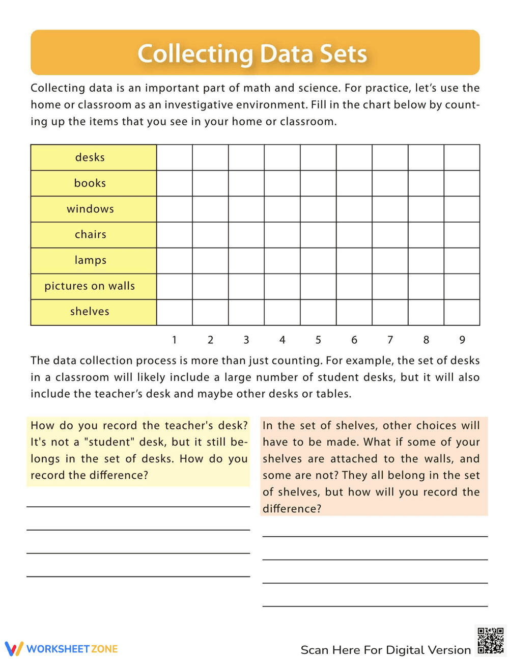 Collecting Data: A Graphing Worksheet - Page 1