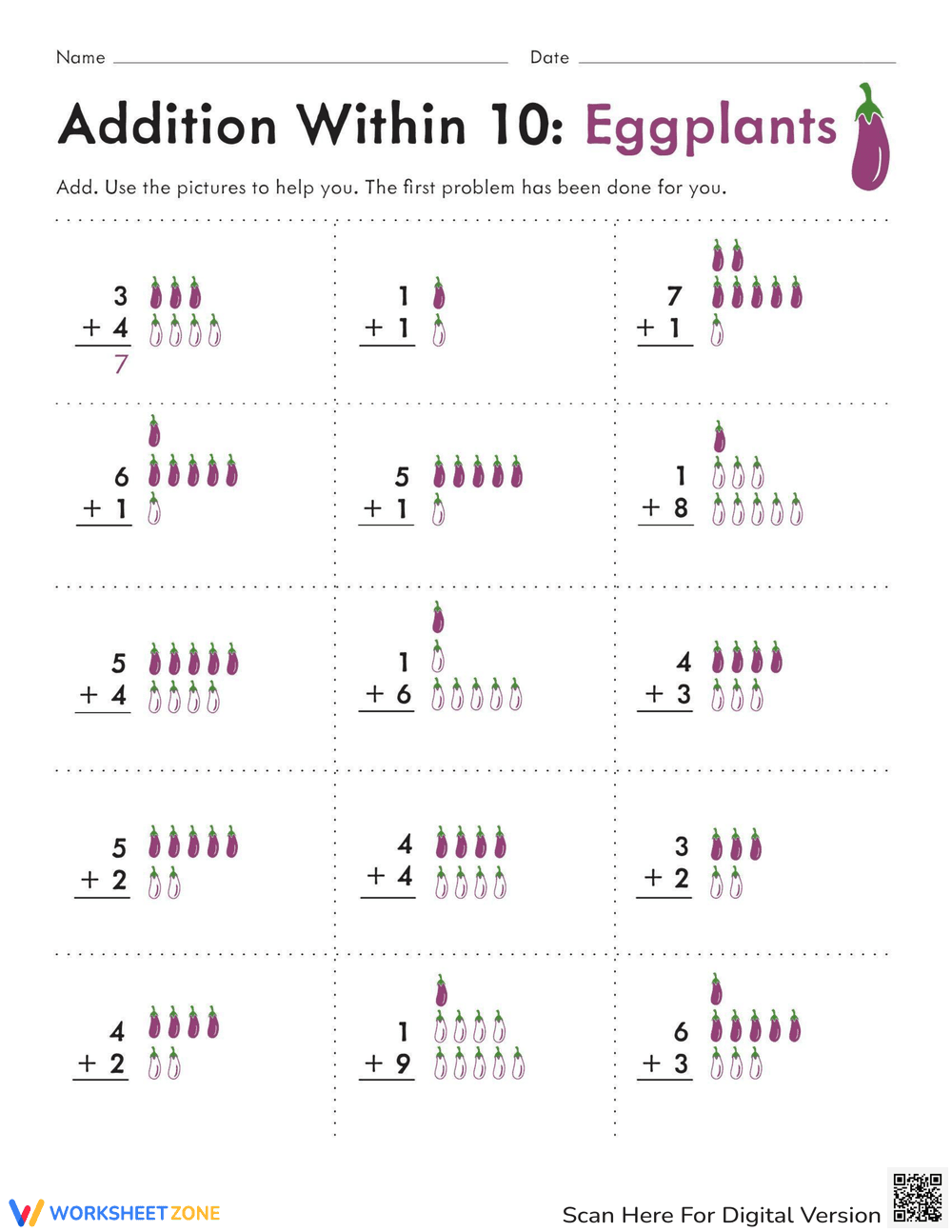 Addition Skills Building Worksheet - Page 1