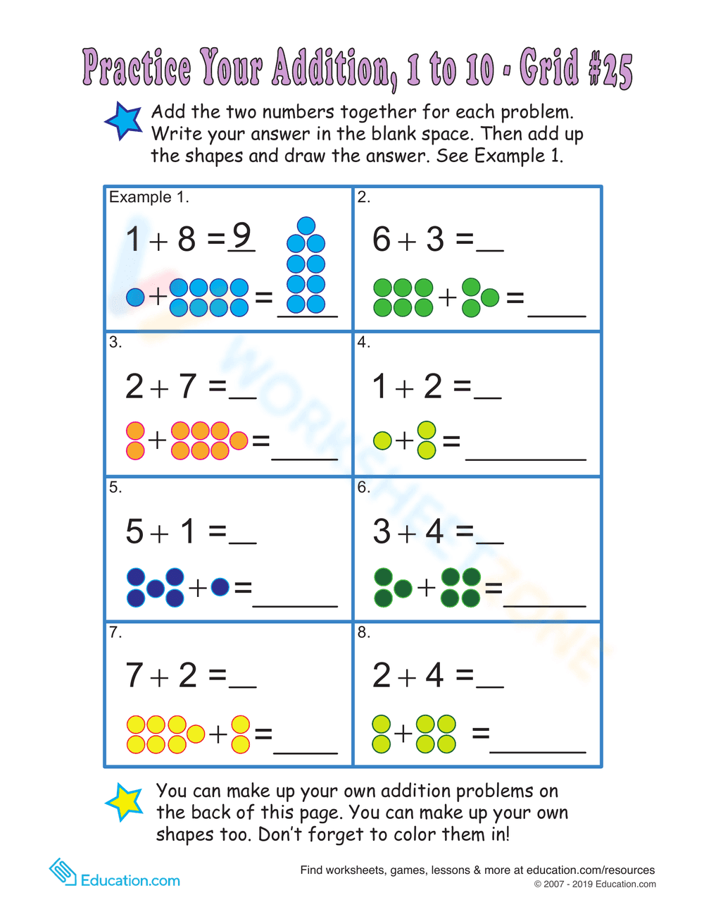 Count the Dots: Practice Single-Digit Addition - Page 1