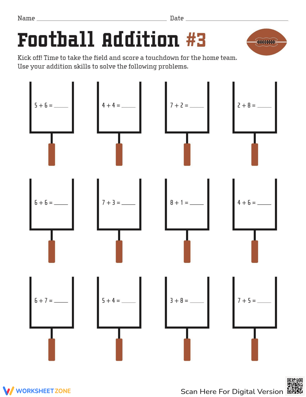 Football Addition: Practice with a Sports Theme - Page 1