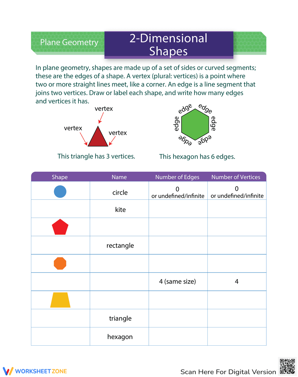 Edges and Vertices Worksheet - Page 1