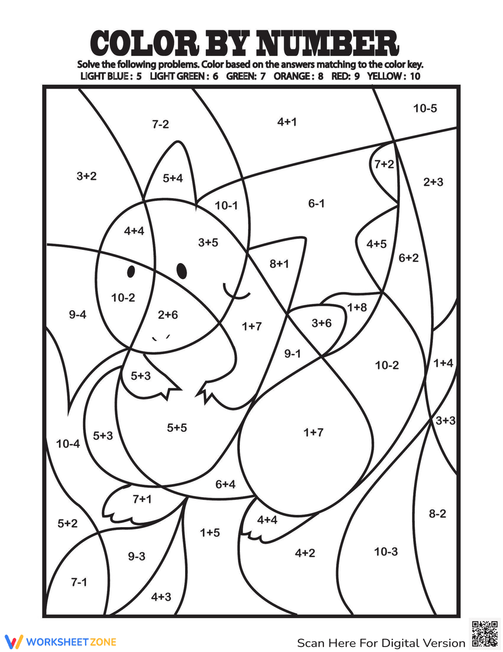 Color by Addition Facts - Page 1