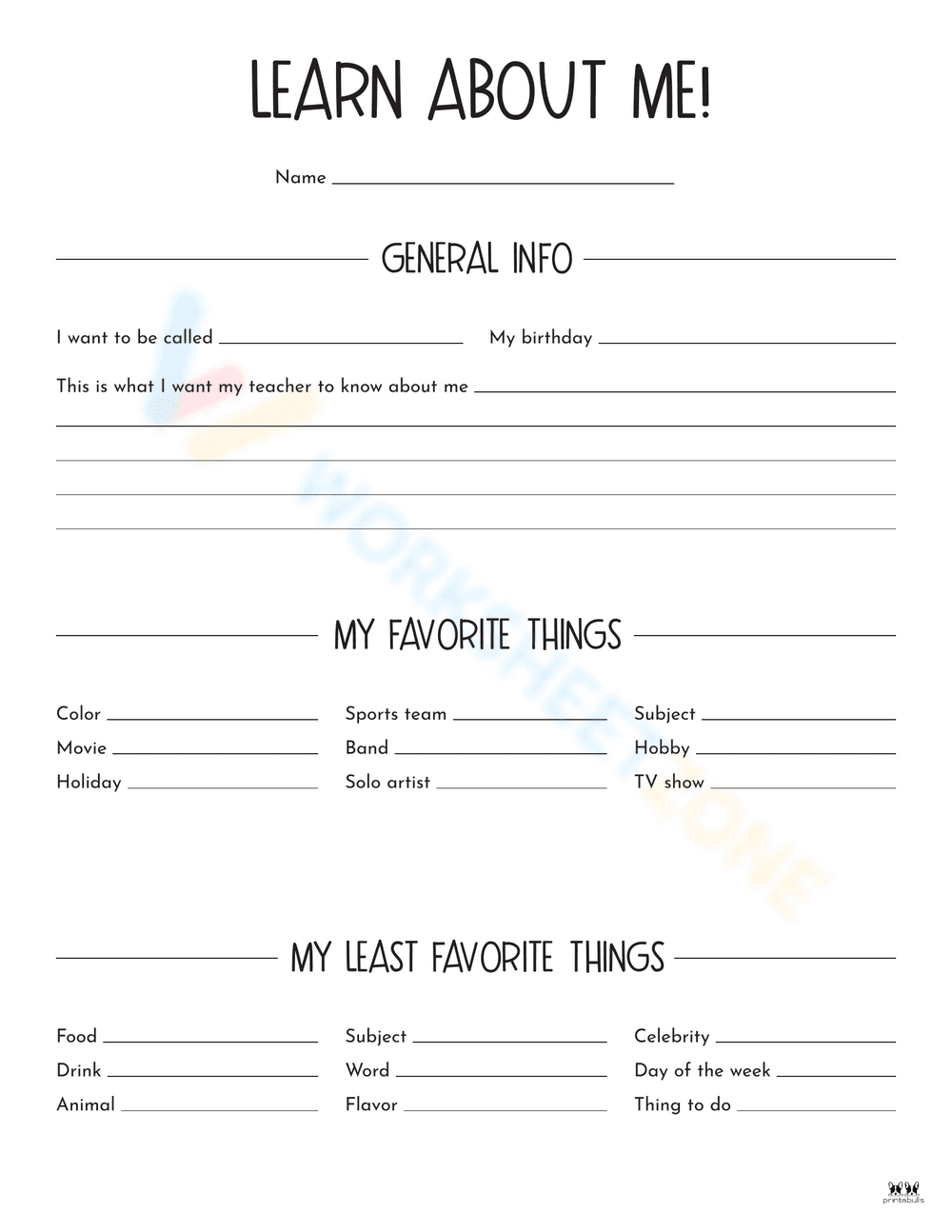 Back to School: Learn About Me - Page 1