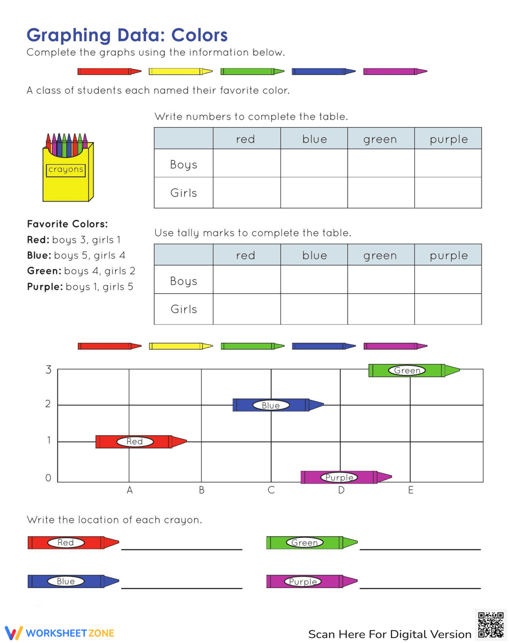 Graphing Favorite Colors Worksheet - Page 1