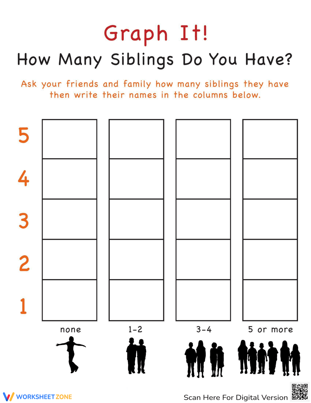 Graph It: Siblings Data Graphing Worksheet - Page 1