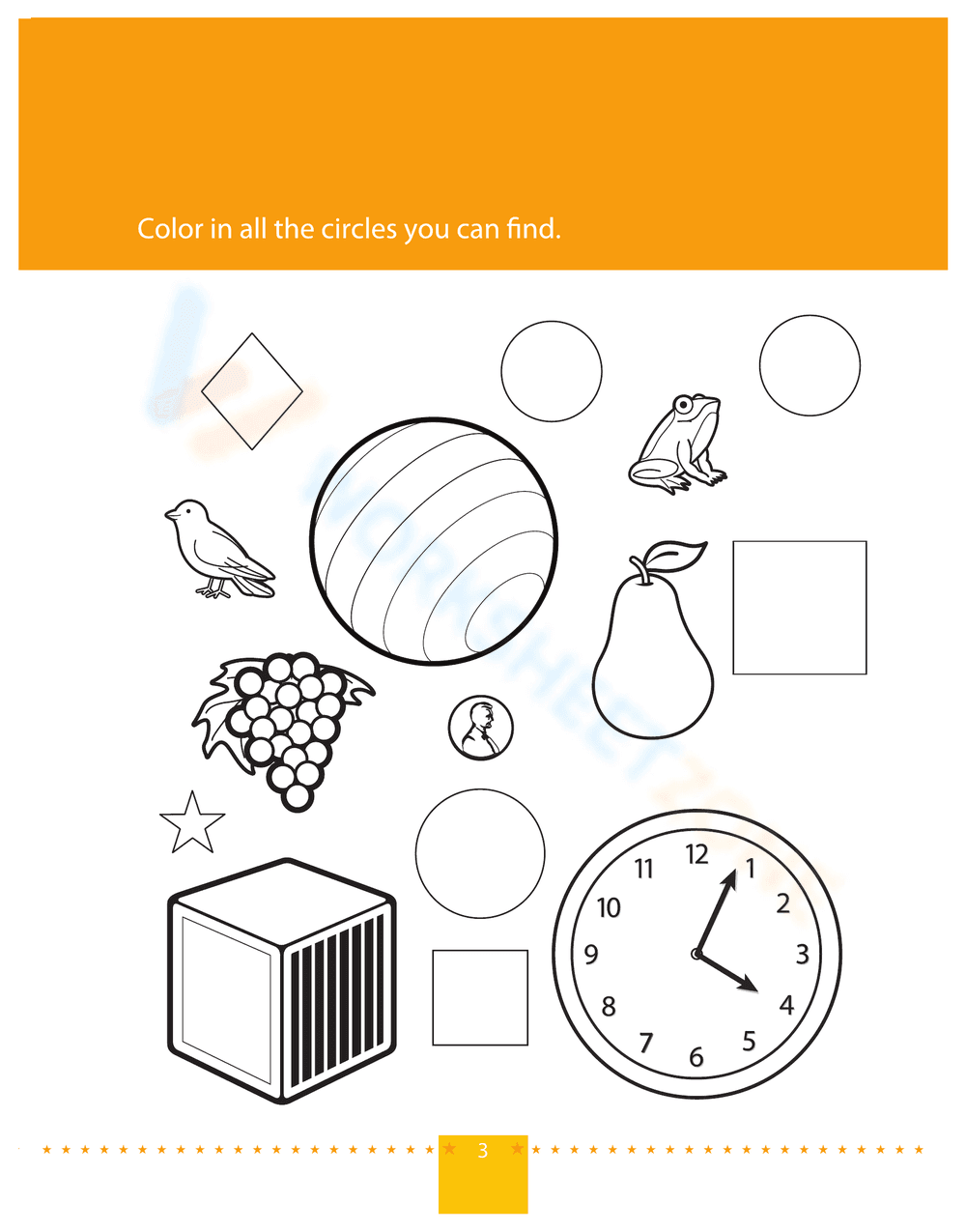 Color the Circles: Shape Recognition Worksheet - Page 1