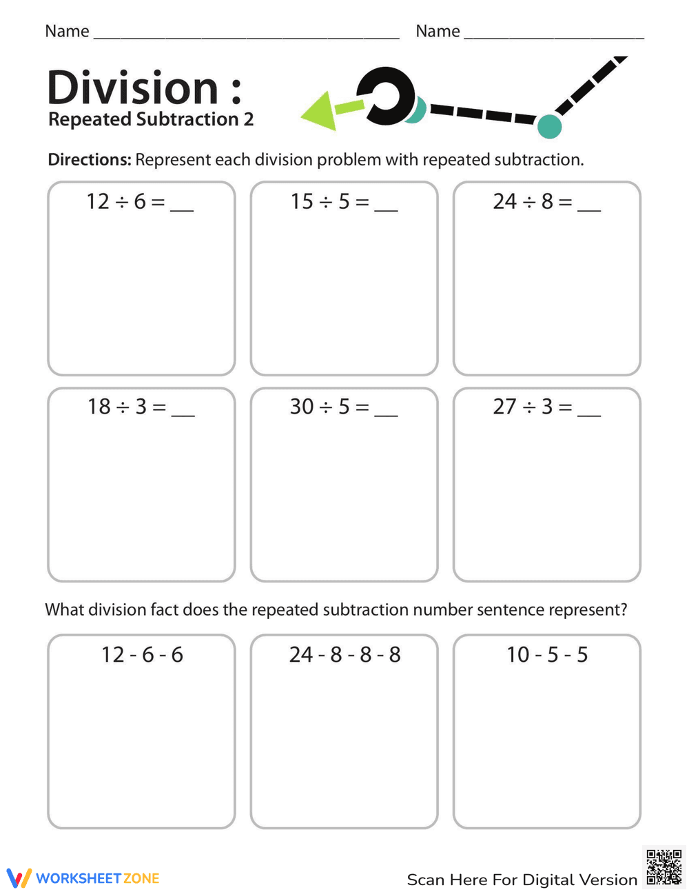 Division Repeated Subtraction - Page 1