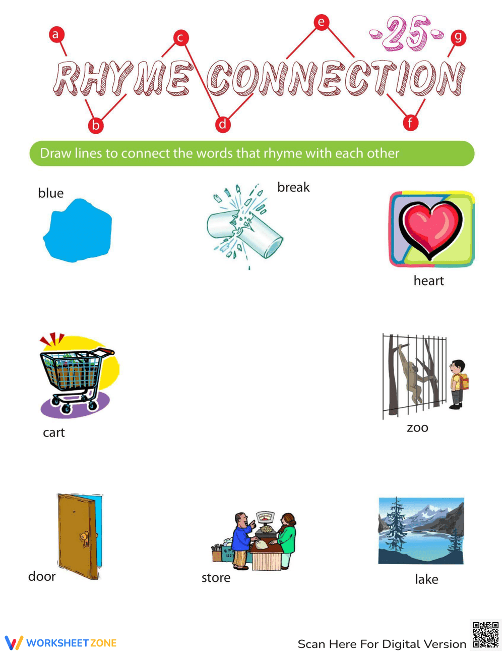 Rhyming Words Matching Activity for Kids - Page 1