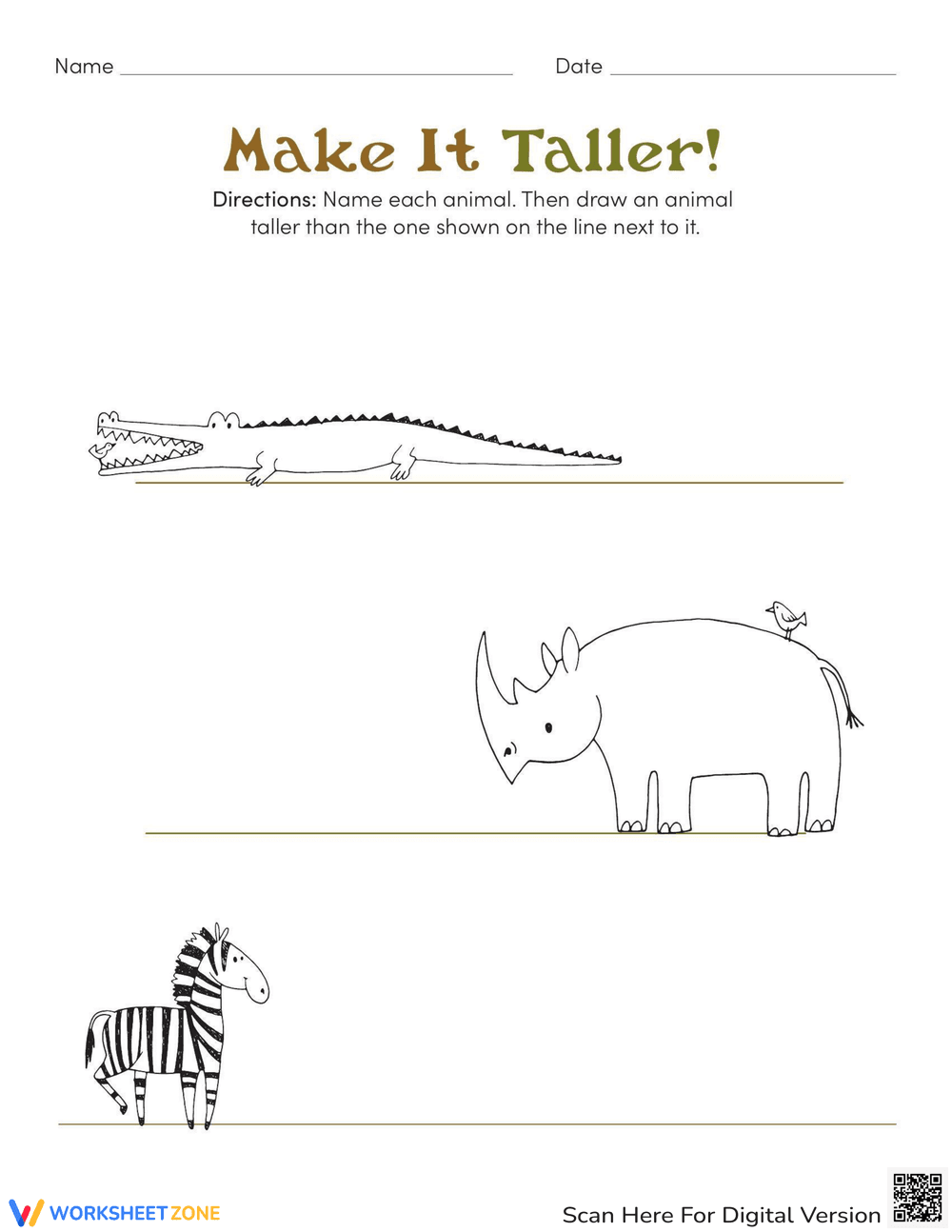 Make It Taller: Measurement Worksheet - Page 1