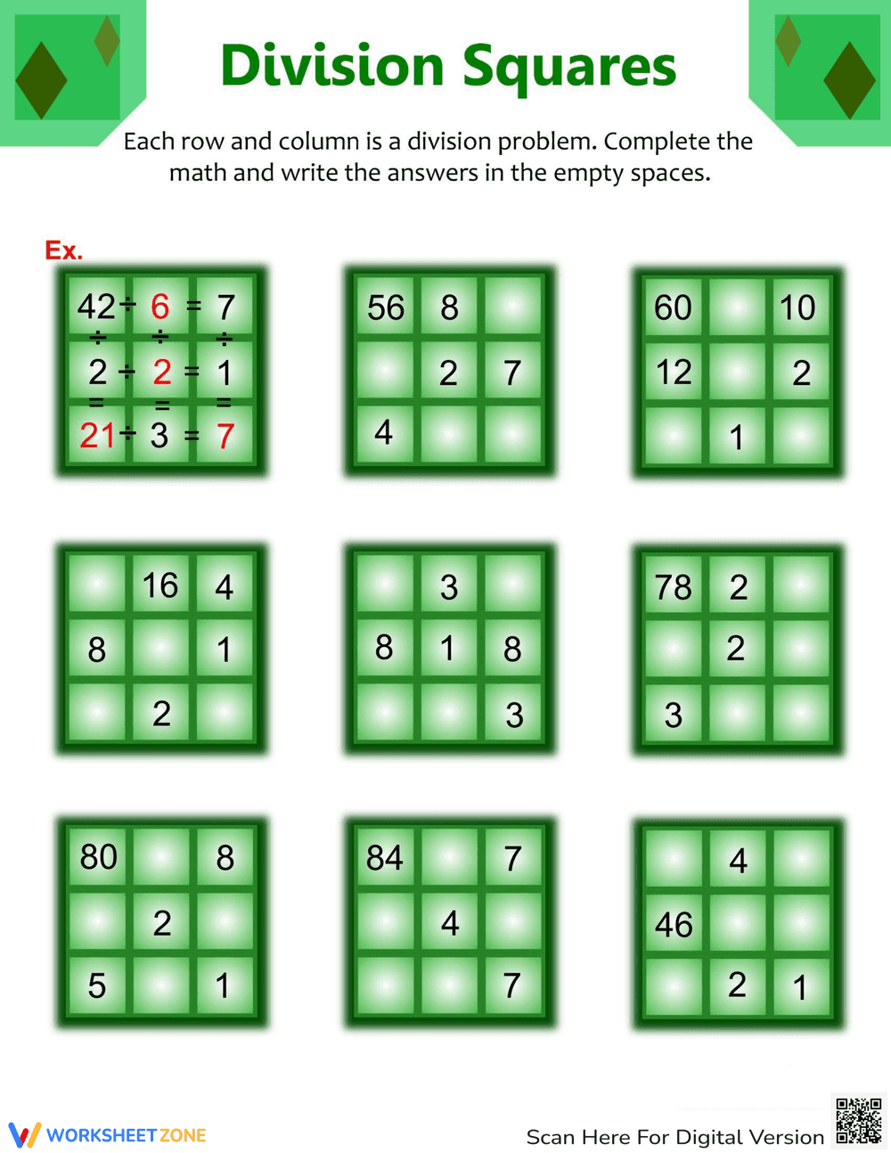 Division Puzzles Worksheet - Page 1