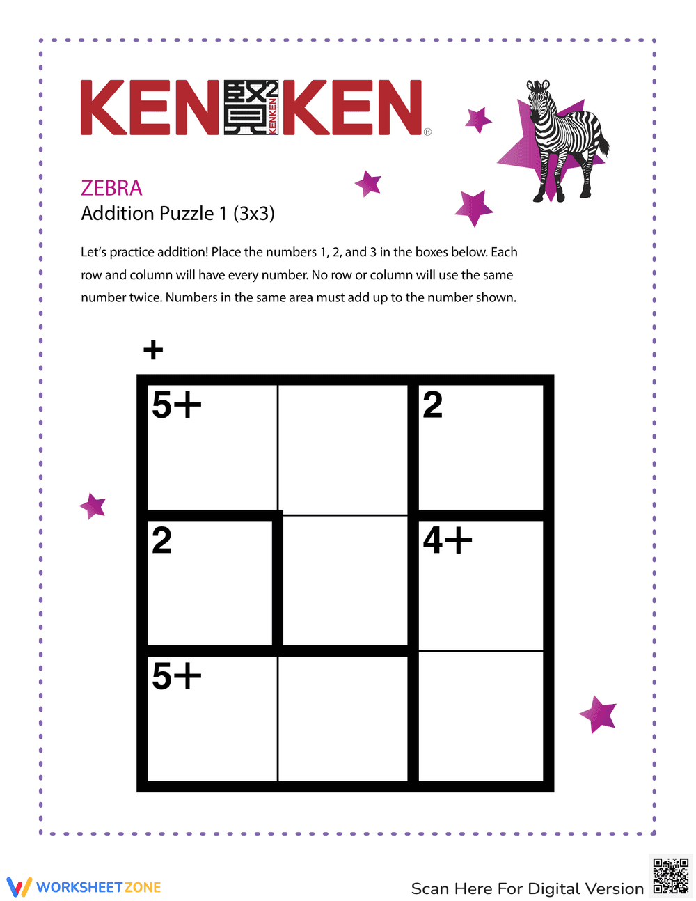 Printable KenKen Addition Puzzle | Grade 2 Math - Page 1