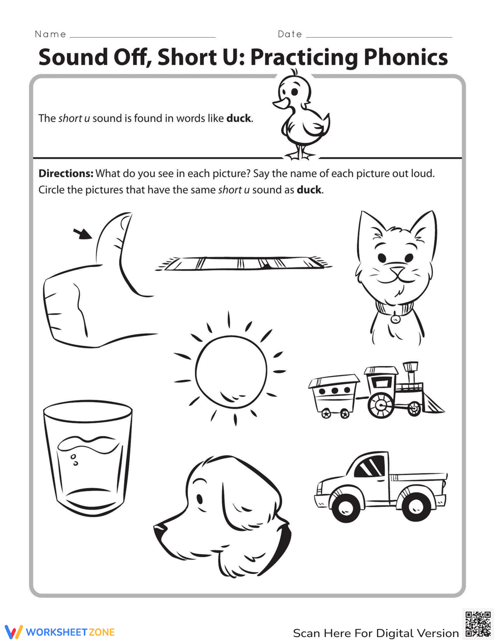 Sound Off, Short U: Practicing Phonics - Page 1