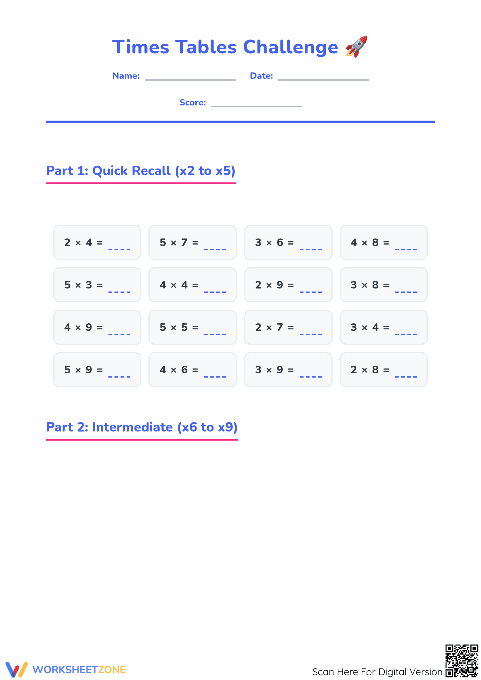 Printable Times Tables 12s Practice Worksheet | Grade 3 - Page 1