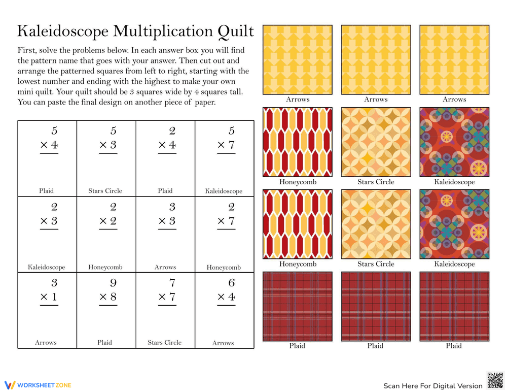 Quilt Multiplication Design Sheet - Page 1