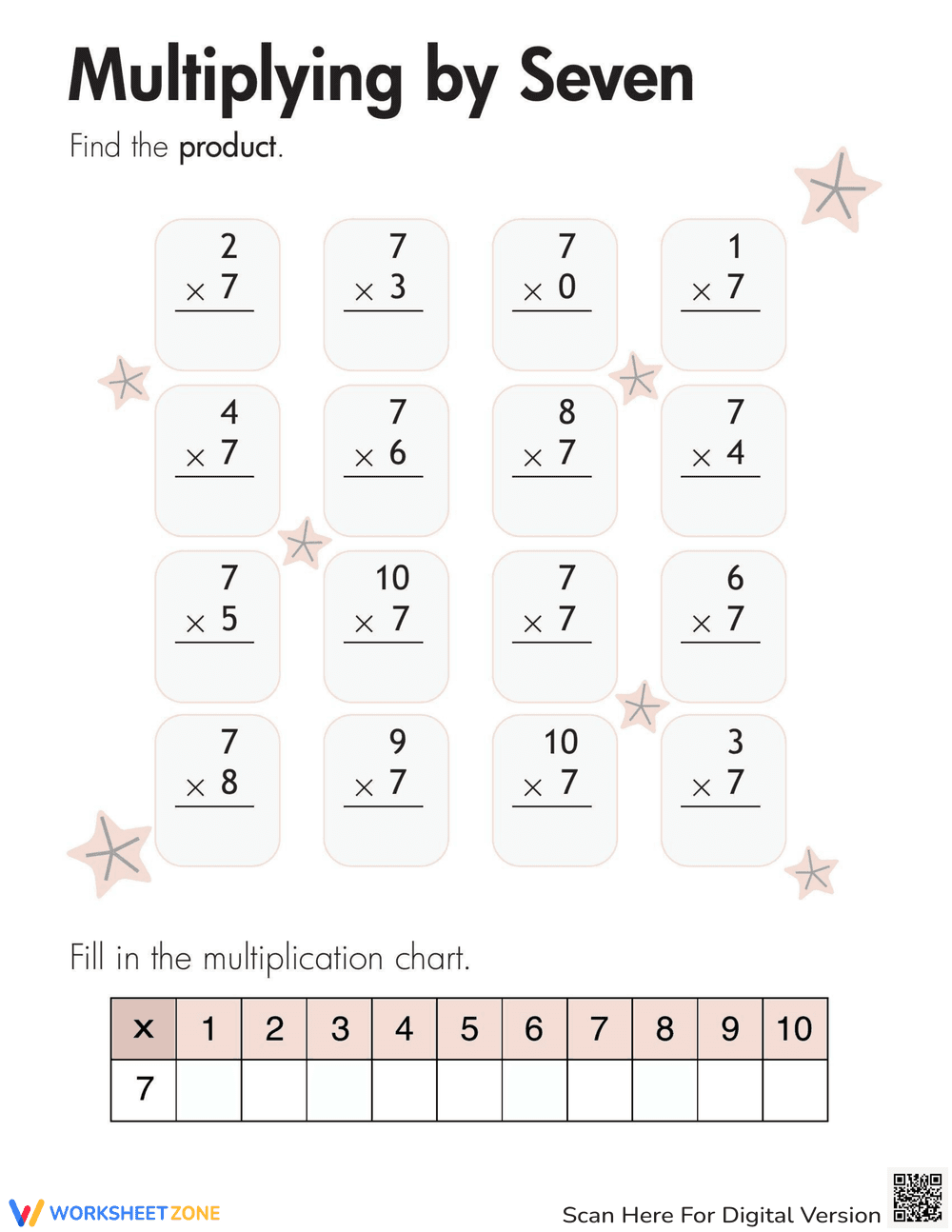 Multiplication Table Worksheet - Page 1
