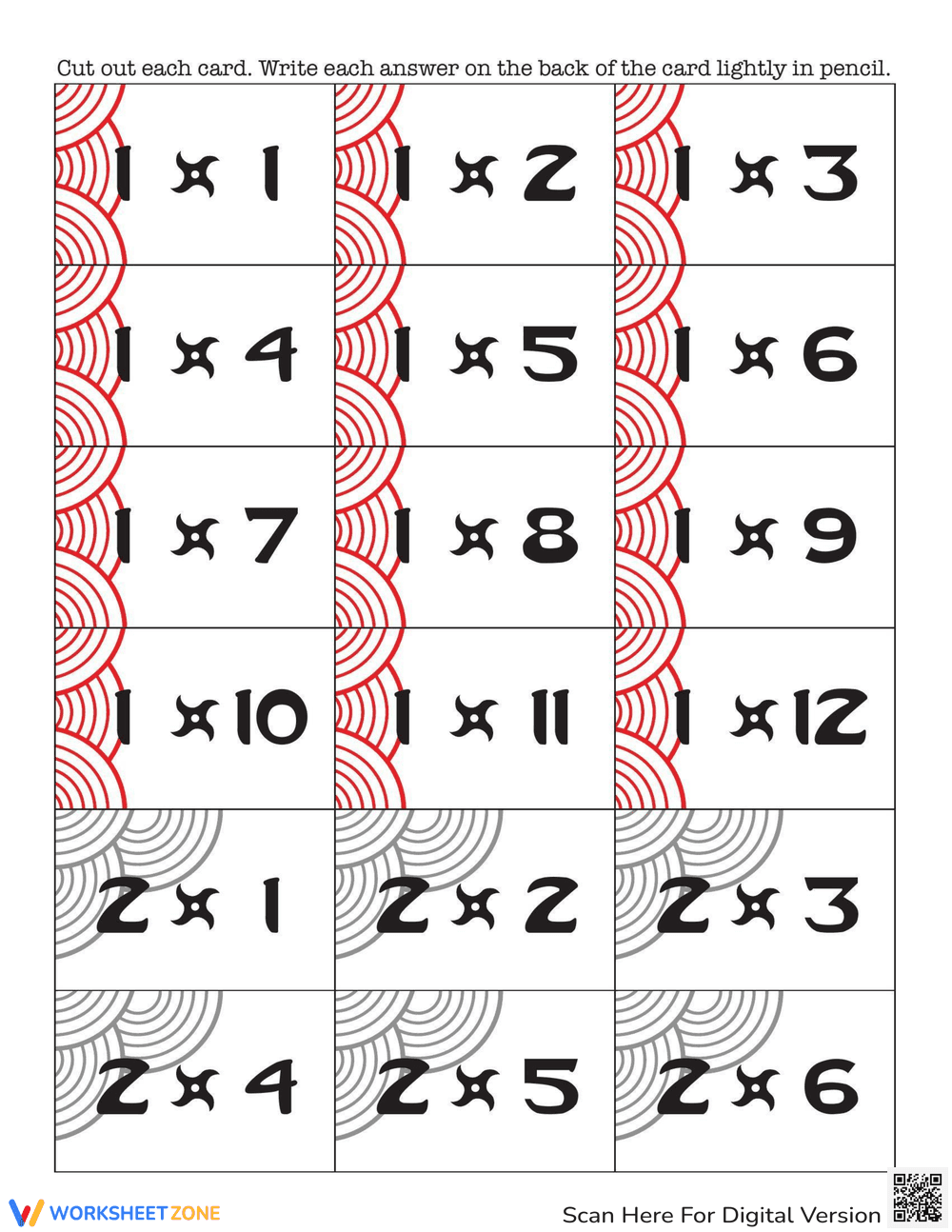 Multiplication Flash Cards Set - Page 1