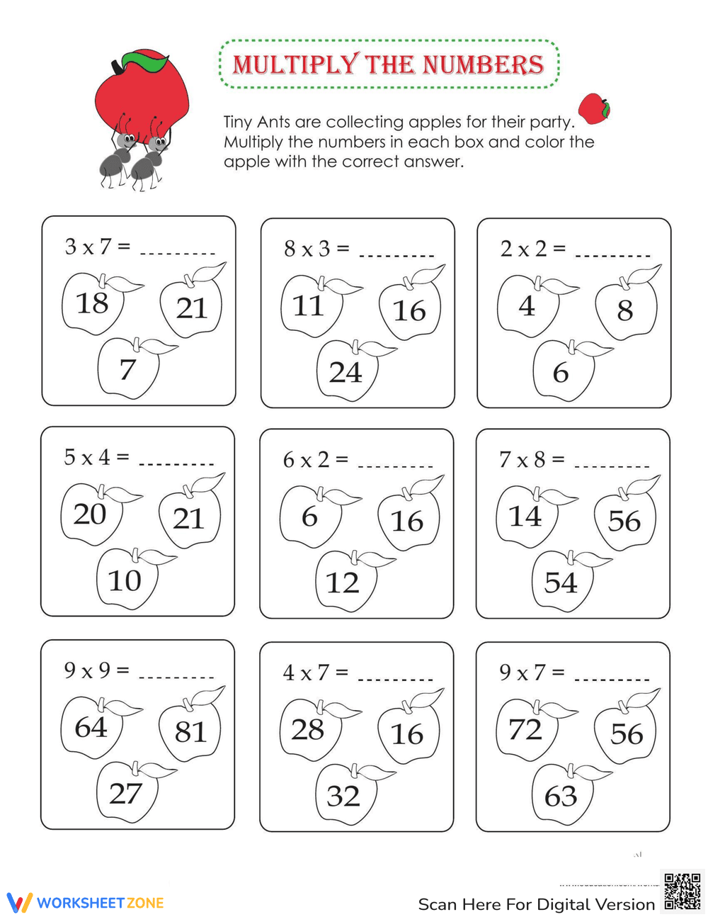 Multiply by 10 Worksheet - Page 1