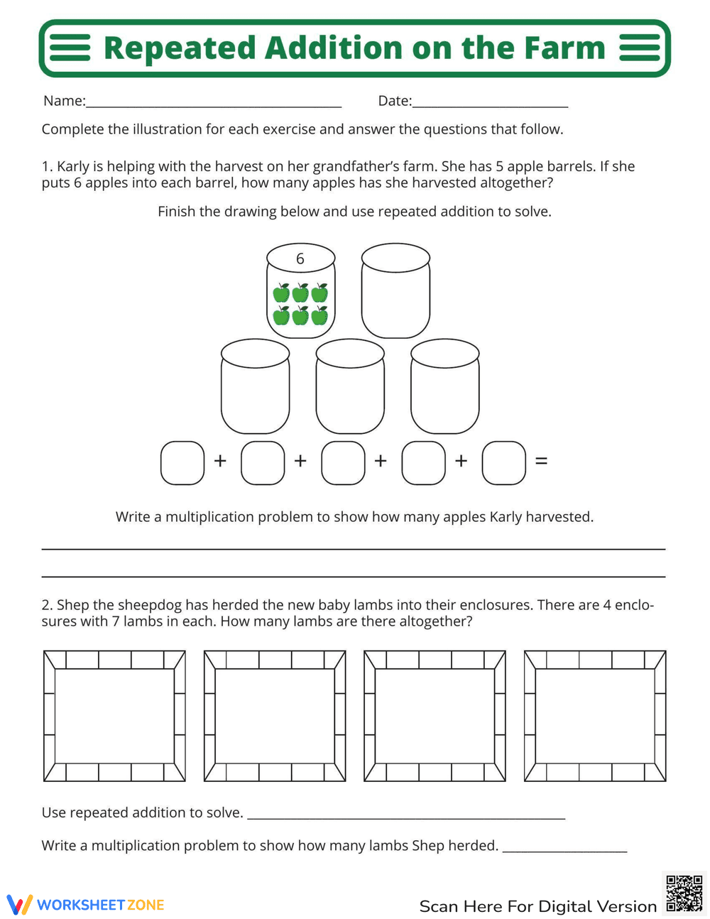 Repeated Addition on the Farm - Page 1