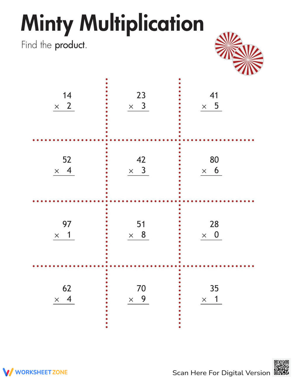 Multiplication Practice: Minty Third Grade - Page 1