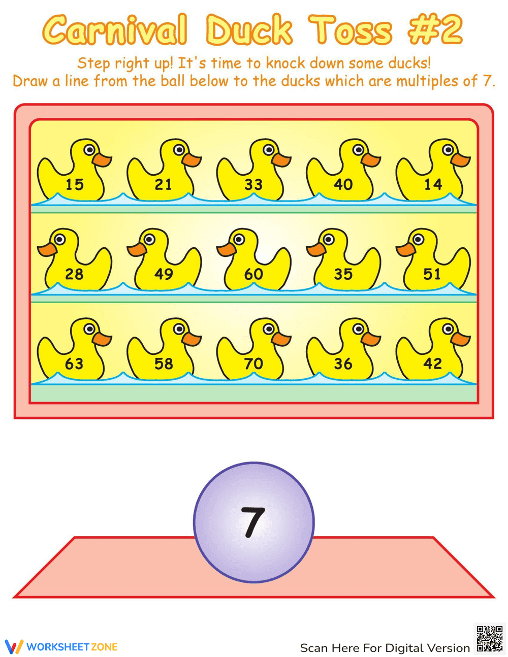 Carnival Toss: Multiples Practice Worksheet - Page 1