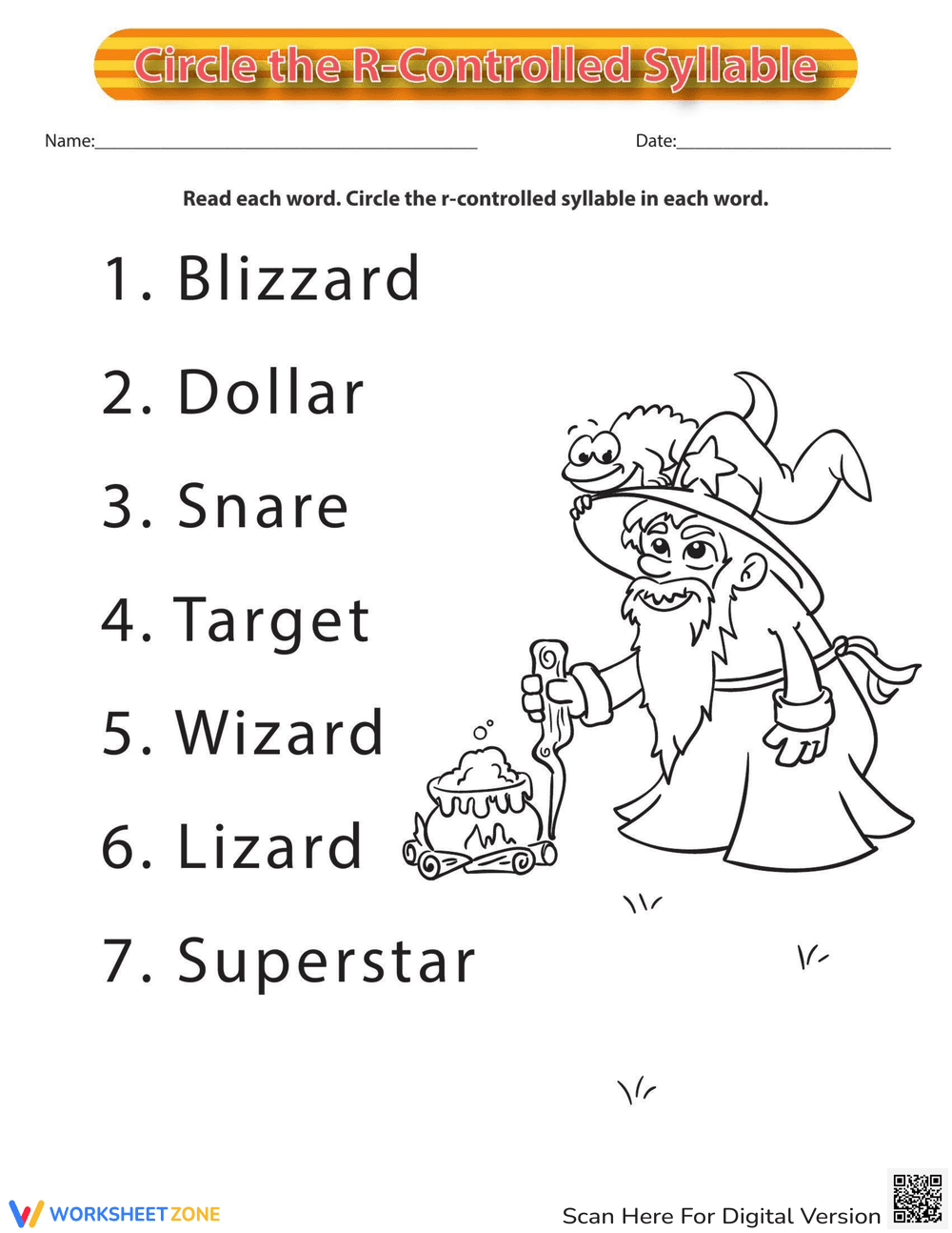 Circle the R-Controlled Syllable - Page 1
