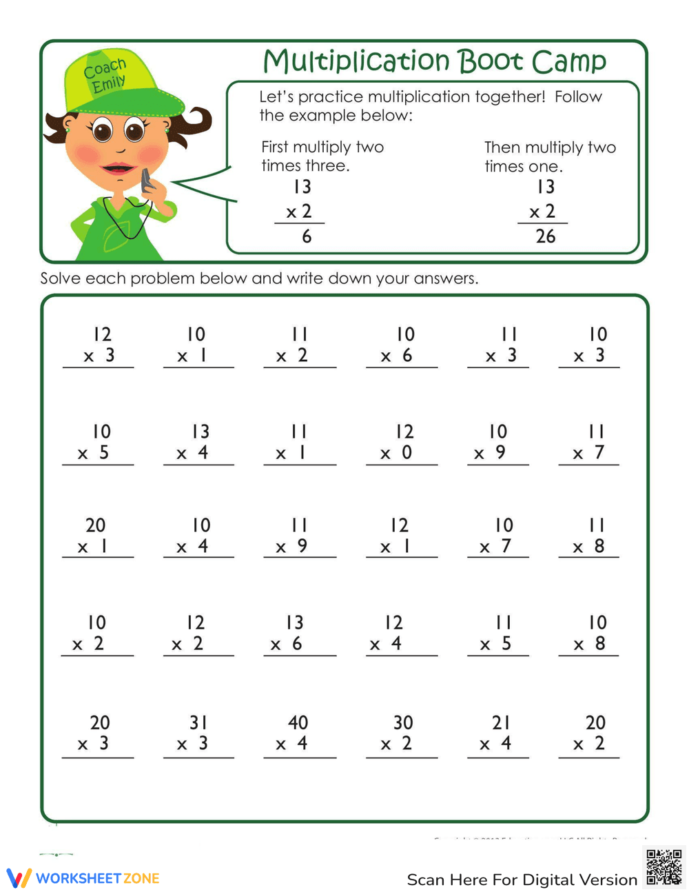 Multiplication Boot Camp Drill Practice 2 - Page 1