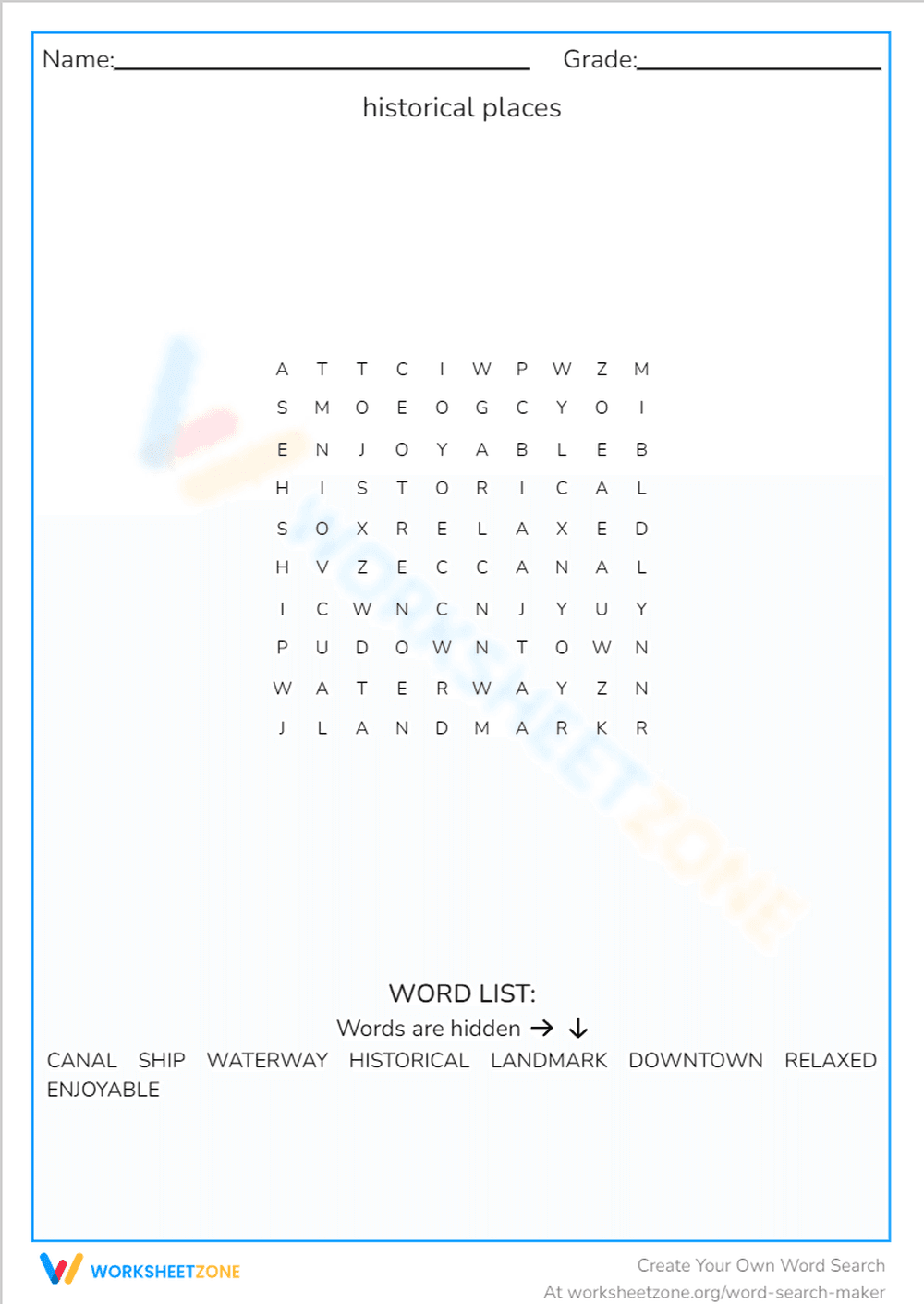 Explore Historical Places: An Engaging Worksheet - Page 1