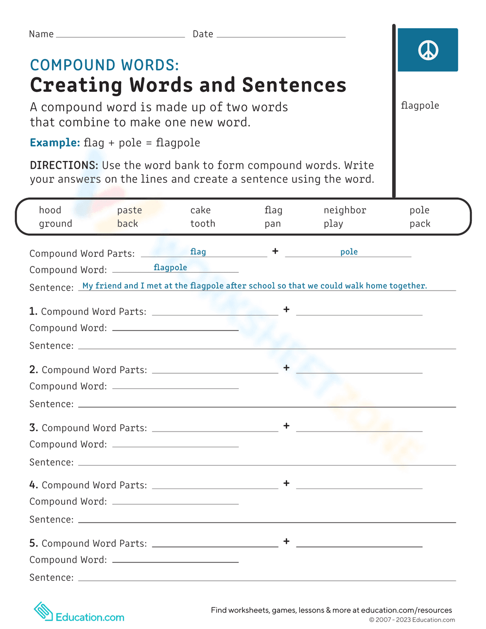 Compound Words: Create Words and Sentences - Page 1