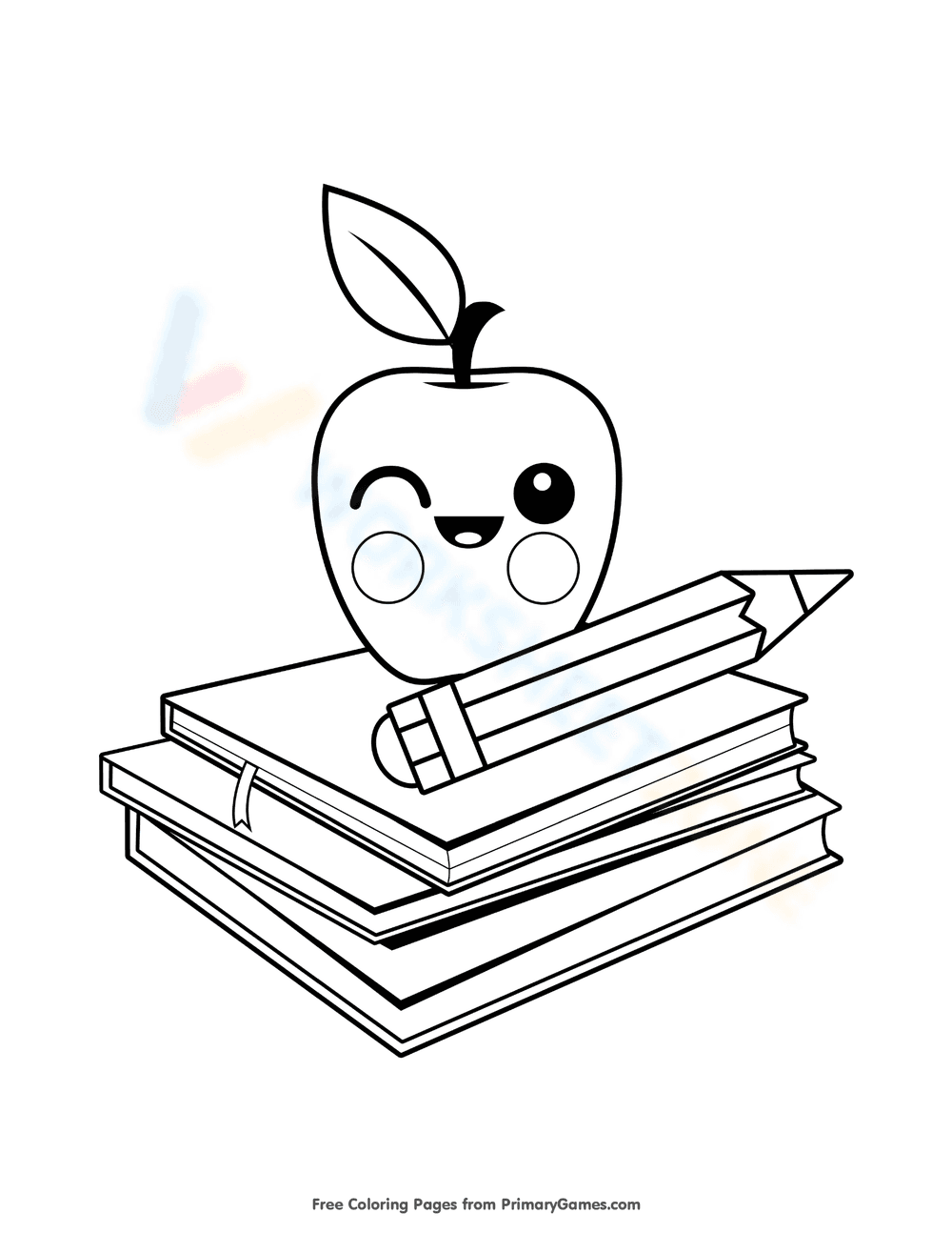 Books and Apple: Back to School Worksheet - Page 1