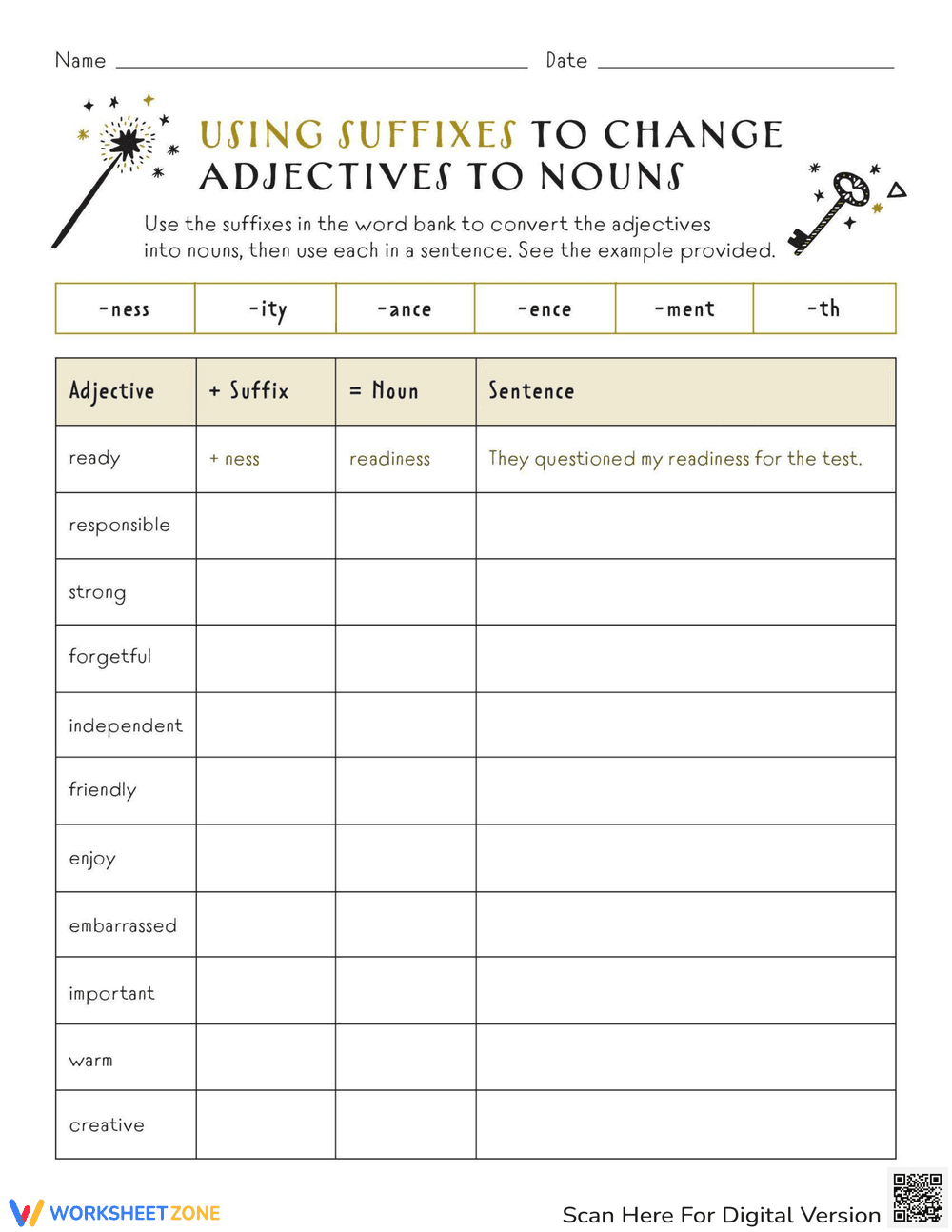 Transform Adjectives into Nouns Using Suffixes - Page 1