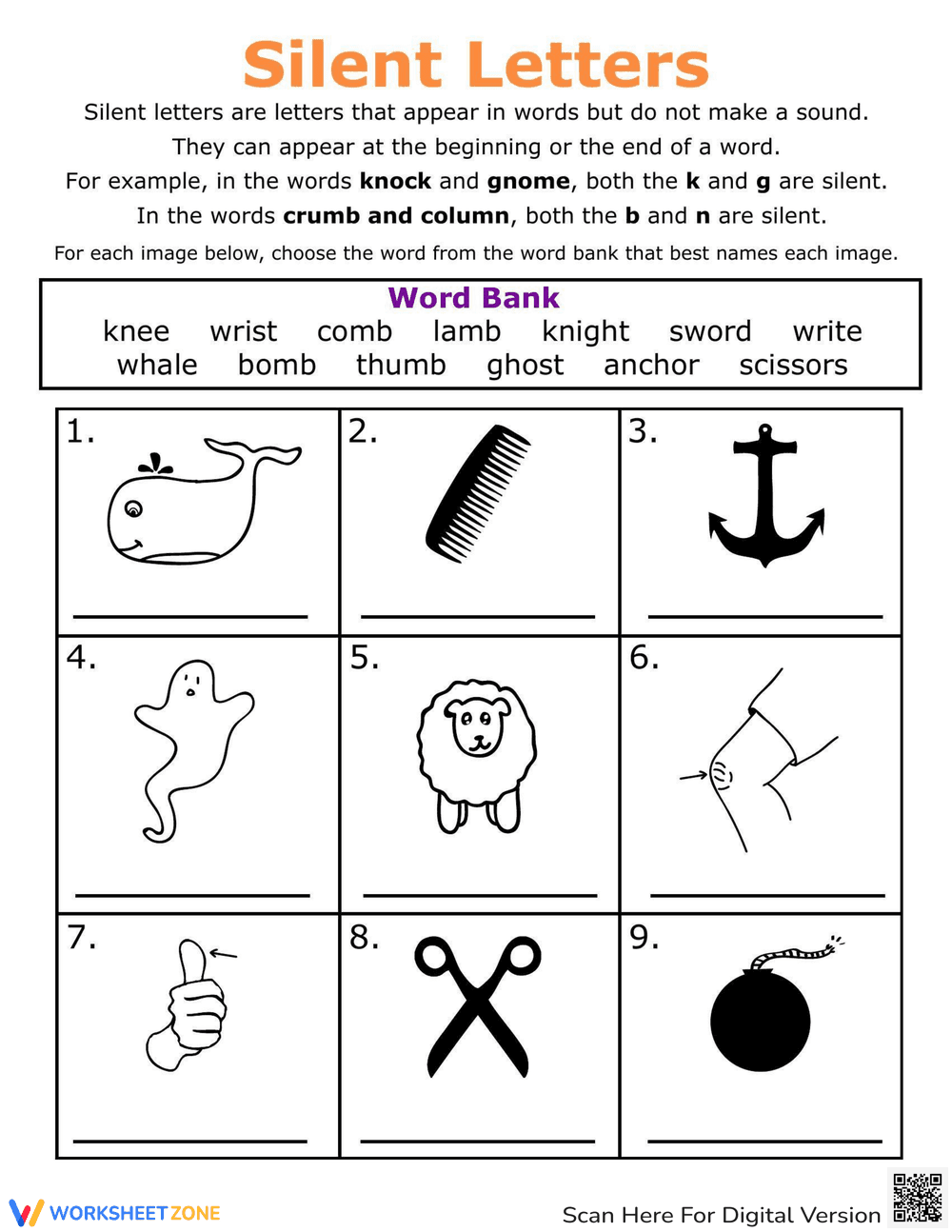 Phonics Review: Identifying Silent Letters - Page 1