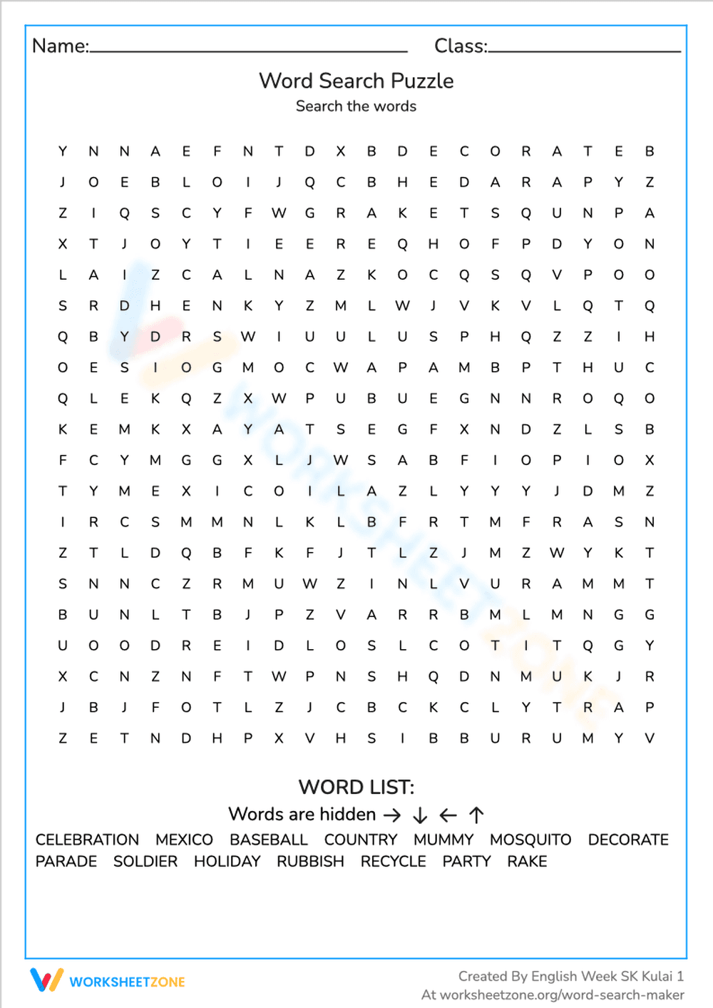 Word Search Puzzle - Page 1