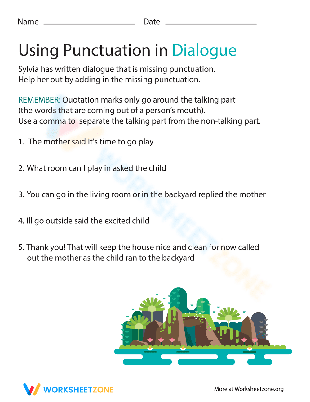 How to Punctuate Quotation Marks Worksheet - Page 1