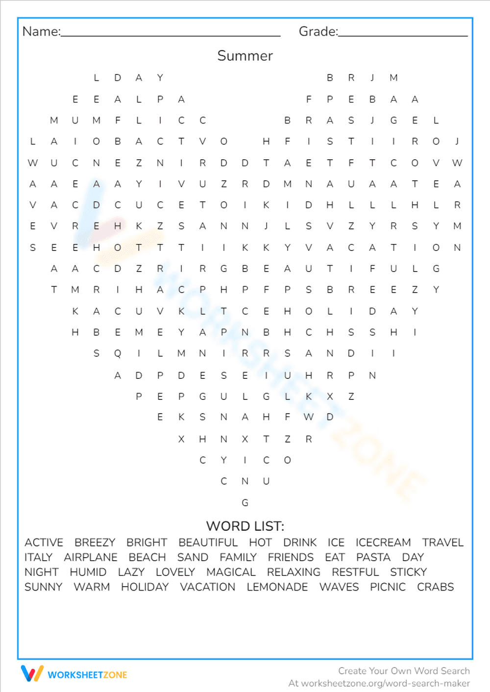 Celebrate Summer: An Engaging Seasonal Worksheet - Page 1