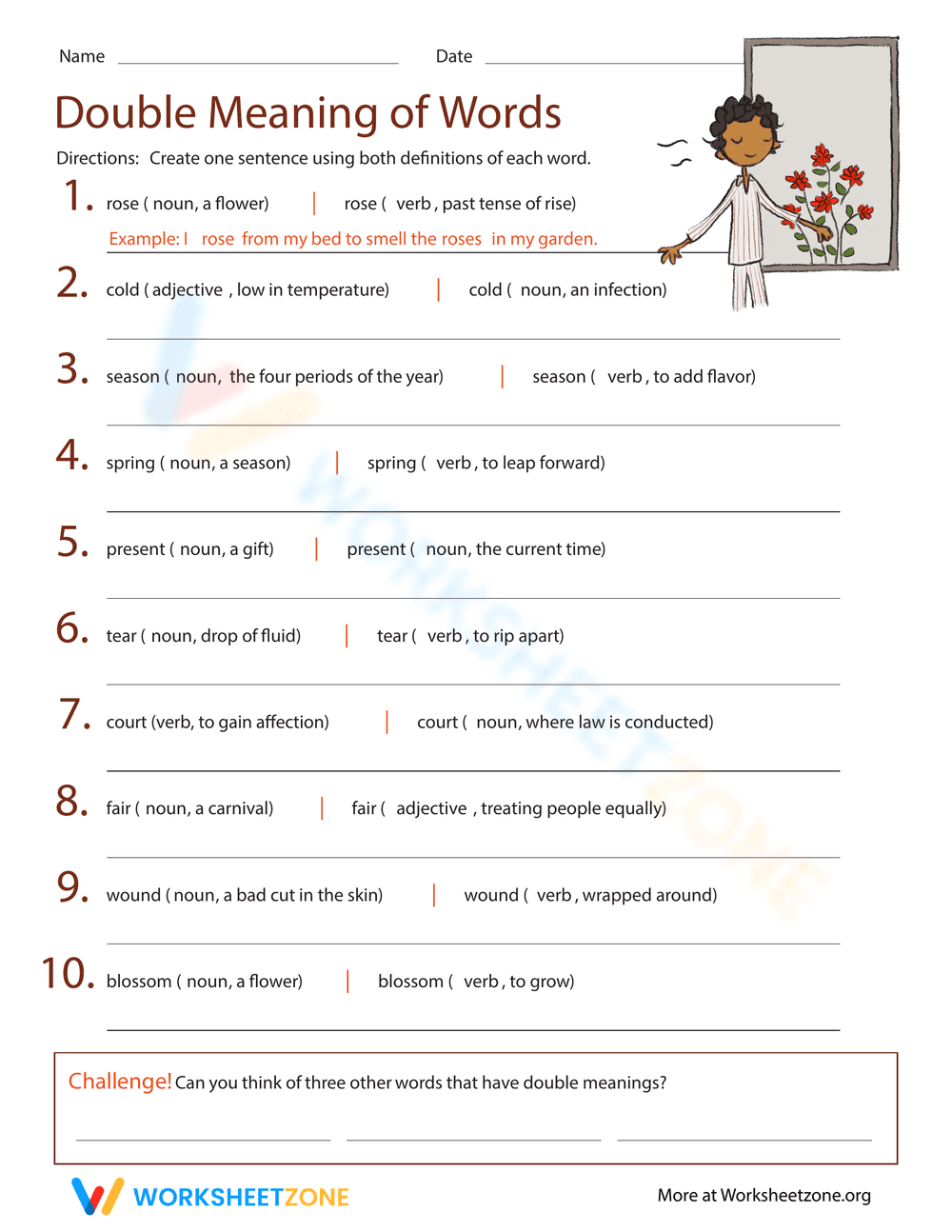 Double Meaning Words Worksheet - Page 1